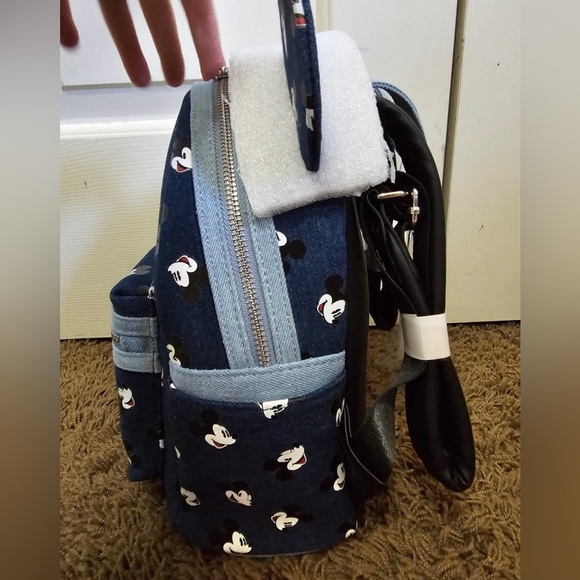 Disney Loungefly Mini Backpack  w/Matching Wallet in Denim/Leather, NWT - Picture 2 of 7
